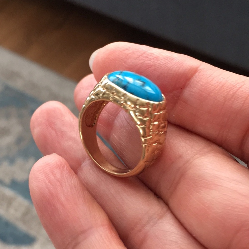 Turquoise gold plated sterling silver ring - Picture 8 of 11